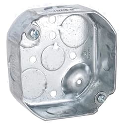 Hubbell Raco 4 set Hubbell-Raco 127 Octagon Box, 4-Inch, Raised Ground 1-1/2-Inch Deep 1/2-Inch and 3/4-Inch Side Knockouts, 4 in, Gray Finish