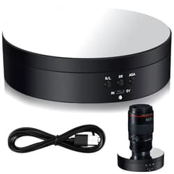 Hicarer Rotating Display Stand 360 Degree Motorized Turntable Stand with USB Power Cable for Photography Products and Shows, Black (PVC)
