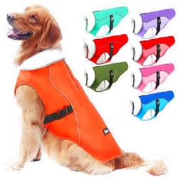 EMUST Winter Dog Jacket, Windproof Dog Apparel for Cold Weather, Reflective Winter Coats for Dogs, Warm Puppy Jacket for Cold Winter, Orange, S