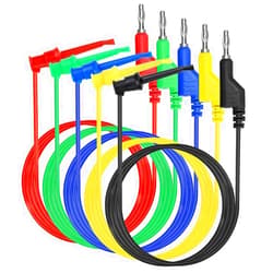 Sumnacon 39 Inch Multimeter Test Lead Set - 5 Pcs Stackable Banana Plug to Test Hook Wire Cable Kit with Protective, Flexible Wire Leads for Electrical Testing 500V/5A
