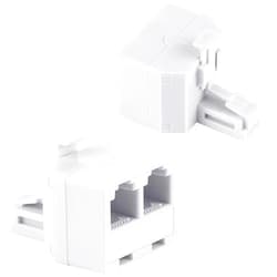 Uvital RJ11 Duplex Wall Jack Adapter Dual Phone Line Splitter Wall Jack Plug 1 to 2 Modular Converter Adapter for Office Home Fax Model Cordless Phone System, White(2 Pack)