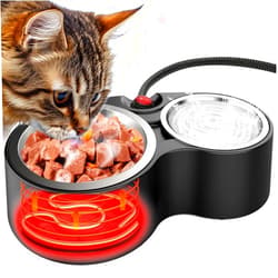 SwSun Heated Water Bowl for Cat & Dog, Outdoor Heated Cat Bowls Stainless Steel Heated pet Bowl Large Capacity Provide Non Freezing Water & Food in Winter for Rabbit, Chicken, Duck
