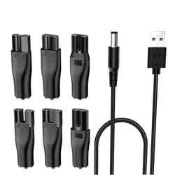 Midnt 7PCS Power Cord 5V Replacement Charger,Charging Cable Set USB Adapter Compatible with Many Electric Hair Clippers,Beard Trimmers,Shavers,Beauty Instruments,Desk Lamps,Purifiers etc.…