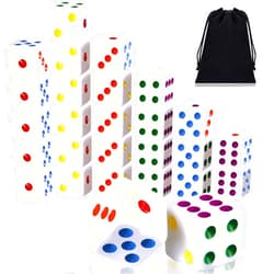 Gejoy 50 Pieces Six Sided Dices 16mm Standard Solid Dice White with Multi-Color Pips Square Corner Dices Set for Board Games and Teaching Math Farkle