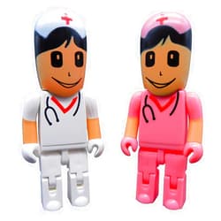 Kingdowin USB Flash Drives Memory Sticks Thumb Drive 2Pack Robot Nurse for Presents & Birthday Gifts(White & Pink 32GB)