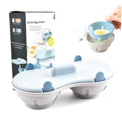 LTWQLing Egg Poacher Microwave Egg Cooker, 2 Cavity Edible Silicone Double Drain Poached Egg Cups, Microwave Egg Poacher Kitchen Cooking Gadgets