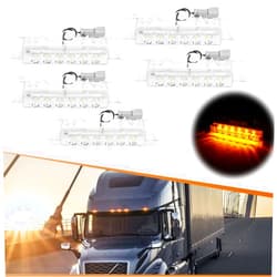 ADIIL 5PCS Amber 6LED Cab Roof Top Clearance Light Assembly Clear Lens Marker Running Lamps Compatible with Volvo 2004 VN/2003-2020 VNL Trucks
