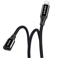 AGVEE [3.3ft Lightning Extension Cable Braided Female to Male Extender Cord for iPhone iPad Charger, Data Sync Video Audio & Charging Connector Adapter, Black