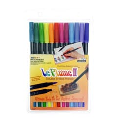 Marvy Uchida Uchida 1122-12E Le Plume II Double-Ended Markers with Brush and Fine Tips, Bright, Set of 12