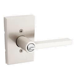 Kwikset Halifax, Door Handle Lever SmartKey Re-Key Security Keyed Entry Lock with Microban, Rectangular Rose in Satin Nickel Satin Nickel Rectangular Rose Keyed Entry