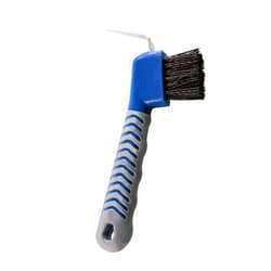 Harrison Howard Horse Hoof Pick Brush with Comfortable Firm Rubber Handle Fine Brush Sturdy Metal Pick