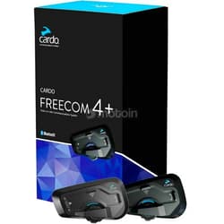 Cardo FRC4P101 - FREECOM 4 Plus Motorcycle 4-Way Bluetooth Communication System Headset - Black, Dual 2 Pack