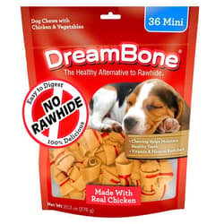 DreamBone Mini Chews With Real Chicken Chews for Dogs, 36 Count, These Rawhide-Free Chews are a Dog’s Favorite Distraction