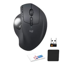 Logitech MX Ergo S Wireless Trackball Mouse, 2.4 dpi Laser Sensor, 6 Programmable Buttons, 4-Way Scroll Wheel for PC/MAC Bundle with Mouse Pad (Black) + Microfiber Cleaning Cloth