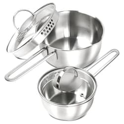 MICHELANGELO Stainless Steel Saucepan Set 1QT & 2QT, Tri-Ply Bottom Sauce Pan with Lid & Pour Spout, Sauce Pot Set - 4 Pcs