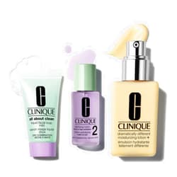 Clinique Great Skin, Great Deal Set For Dry Combination Skin Type II | All About Clean Mild Liquid Soap, Clarifying Lotion + Dramatically Different Lotion, Mini Travel Size