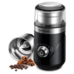SHARDOR Upgraded Adjustable Coffee Grinder Electric, Herb/Spice Grinder, Espresso Grinder with 1 Removable Stainless Steel Bowl, Black, 2.0