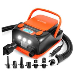 SereneLife Inflatable Paddle Board Pump Compressor - 16PSI High Pressure SUP Inflator - 12V DC Car Connector - Electric Air Pump for Paddle Boards, Boats, Rafts, Pool Toys - Deflation Function