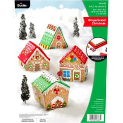 Bucilla Felt Applique 4 Piece Ornament Making Kit, Gingerbread Christmas, Perfect for DIY Arts and Crafts, 89383E