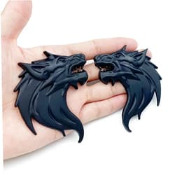 IPZDF 2 PCS in Set Wolf Head Decorations Badge Emblem - for Car Side/Rear/Front Self-Adhesive Sticker Auto Car Truck Motorcycle 3D Emblem Car Accessories
