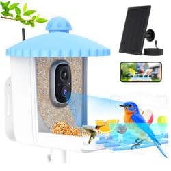 Twesync Smart Bird Feeder with Camera Solar Powered, 1080P HD AI Identify Wild Bird Feeder Camera 5000mAh, Auto Capture Bird Videos & Instant Notifications, Ideal Gift for Bird Lover