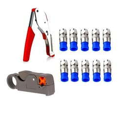 Gaobige Coax Cable Crimper Tool Kit, rg6 rg59 Coaxial Compression Tool, Wire Stripper, 10pcs RG6 F Connectors