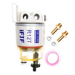 iFJF R12T Fuel Water Separator Marine 120AT NPT ZG1/4-19 Automotive Parts with Fitting -Complete Combo Filter Diesel Engine(Includes 2 fittings,2 plugs)