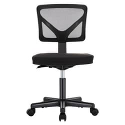 Sweetcrispy Office Computer Desk Chair, Ergonomic Low-Back Mesh Rolling Work Swivel Chairs with Wheels, Armless Comfortable Seat Lumbar Support for Home, Bedroom, Study, Student, Adults, Black