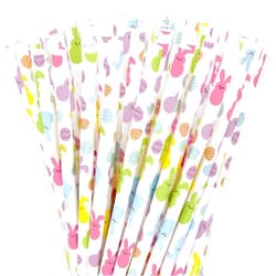 JarThenaAMCS 200Pcs Easter Paper Straws Easter Egg Bunny Drinking Straws Colorful Easter Party Disposable Straws for Holiday Birthday Party Supplies