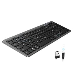 TECKNET Rechargeable Bluetooth Slim Wireless Keyboards - USB+BT Compact Keyboard with Number Pad, Multi Devices Easy Switch, Low Profile Flat Keyboards for Laptop, Computer, MacBook, Mac, Windows