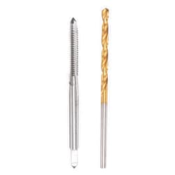 uxcell 4-40 UNC Straight Flute Thread Tap and 2.3mm Twist Drill Bit Set, Titanium Plated 6542 High Speed Steel Drilling Bit Machine Threading Tap