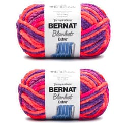 Bernat Blanket Extra Plum Brights Yarn - 2 Pack of 300g/10.5oz - Polyester - 7 Jumbo - 97 Yards - Knitting/Crochet