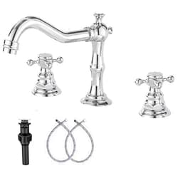 GGStudy Two Handles 3 Holes 8-16 inch Widespread Bathroom Sink Faucet Chrome Basin Mixer Tap