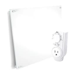 EconoHome Wall Mount Space Heater Panel - 250 Watt Splashproof Convection Heater with Thermostat - Ideal for 100 Sq Ft Room or Bathroom - 120V Electric Heater