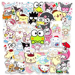 Dovipta Kawaii Stickers, 50Pcs Cute Japanese Anime Sticker, Dovipta Vinyl Waterproof Cute Decals for Laptop Water Bottle Gifts for Kids Teens Girls Adults