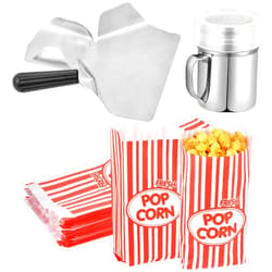 Elesunory 202 Pcs Popcorn Machine Supplies Set- 1 Pcs Kernel Sifting Speed Scoop 1 Pcs Seasoning Dredge 200 Pcs Popcorn Bags- Popcorn Kit for Commercial and Home Use (2 Oz)