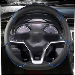YZCJTGER Steering Wheel Micra Car Steering Wheel Cover Auto Accessories for Nissan for March K10 K11 K12 K13 K14(Color:D Shape Blue8)