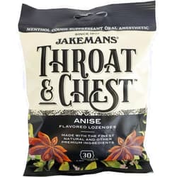 Jakemans Anise Throat & Chest Lozenges Cough Drops – Cough, Sore Throat and Seasonal Distress Soothing Relief – Liquid Drop Shape – 30 Count