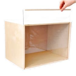 iLAND Large Display Box, Diorama Box, Wooden Display Case for Collectibles, Quick-Build Unfinished 15.7“ x 11” x 11“ with Transparent Front Suitable for Dollhouse, Figures, Diorama