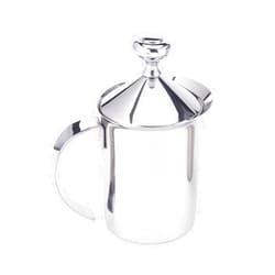 Fino Milk Creamer Frother Cappuccino Foam Pitcher with Handle and Lid, 18/8 Stainless Steel, 14-Ounce Capacity