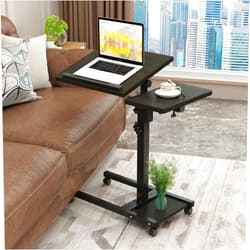 TigerDad Mobile Adjustable Height Laptop Stand PC Computer Portable Notebook Swivel Laptop Desk Rolling Table Desk Cart Tiltable with Wheels Casters& Mouse Pad Table (Dekuwood)
