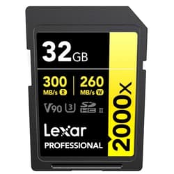 Lexar 32GB Professional 2000x SDHC Memory Card, UHS-II, C10, U3, V90, Full-HD & 8K Video, Up to 300MB/s Read, for DSLR, Cinema-Quality Video Cameras (LSD2000032G-BNNNU)