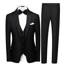 MAGE MALE Mens 3 Piece Suits Slim Fit Tuxedo Suit Set Soild Prom Wedding Suits One Button Blazer Vest Pants Set with Bow Tie