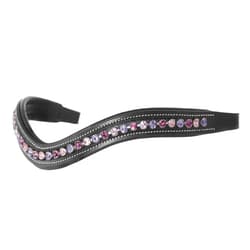 ExionPro Exion Curved Crystal Horse Browband for English Bridles– Padded Bling Equestrian Browband for Dressage & Show– Fuchsia, Light Rose, Tanzanite Crystal Browband for Horses