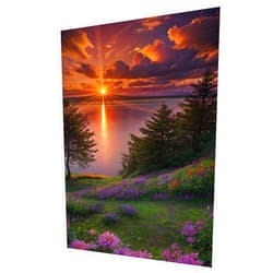 hyzsj Large Diamond Painting Kits for Adults, 5D Sunset Diamond Art Kits for Beginners,DIY Full Drill Paint with Diamond, Home Wall Decor(Lake Tree Flower 27.5 X 15.7inch) ﻿