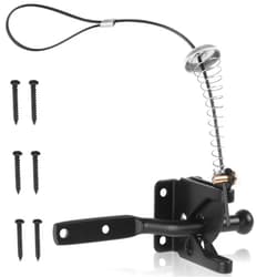 Chyaya Gate Latch, Self Locking Door Latche with Stainless Steel Spring Cable Pull, Heavy Duty Gate Latch for Wooden Fence, Post Mount Gate Lock for Outdoor Vinyl/Wood Fence