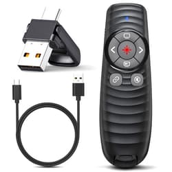 Kammkonb Presentation Clicker Wireless Presenter Remote Clicker for 2-in-1 USB Type C Powerpoint Clicker with Pointer, Rechargeable Presentation Pointer PPT Slide Advancer for Mac/Google Slide/Keynote