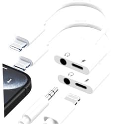 Belcompany [Apple MFi Certified] iPhone 14 13 Headphone Adapter, 2 Pack 2 in 1 Lightning to 3.5mm Headphone Jack Aux Audio + Charger Dongle Adapter Splitter Compatible for iPhone 14 13 12 11 XS XR X 8 7 iPad