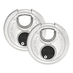 ABUS 20/70 2 Pack Heavy Duty Diskus Storage Padlock with 2 Keys for Storage, Outdoor, Commercial, 2.75in (70mm) Wide, Keyed Alike 323614