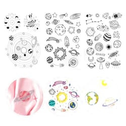 KEIFIN 50 Pcs Stick and Stitch Embroidery Paper Designs 3 Sheets A4 Planet Style Water Soluble Embroidery Patterns Adhesive Embroidery Transfer Paper with Pre-Printed Patterns for Hand Sewing Lover Beginners